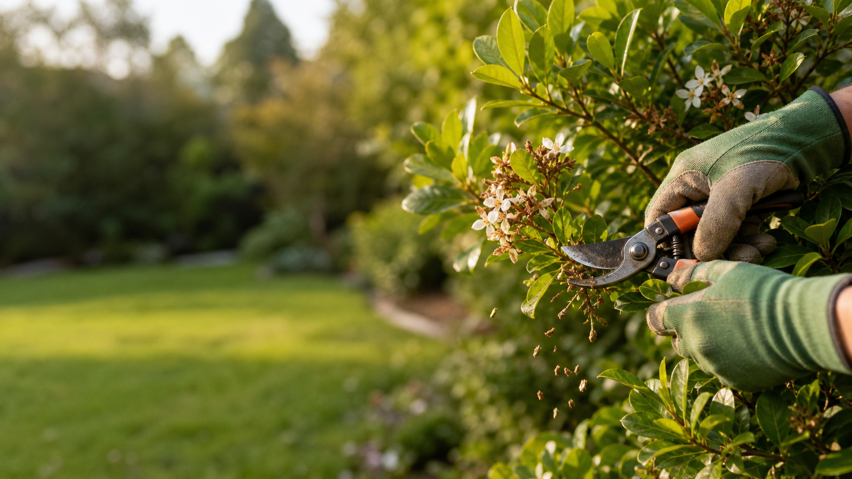 Pruning a flowering shrub