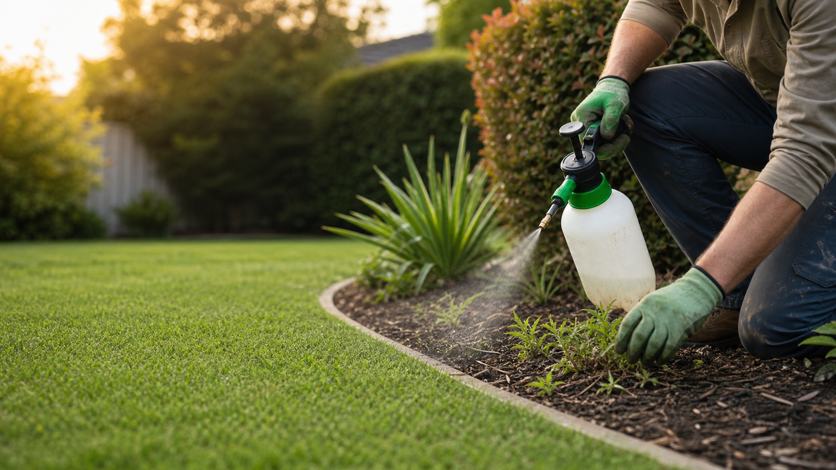 Weed control in a mulched garden bed